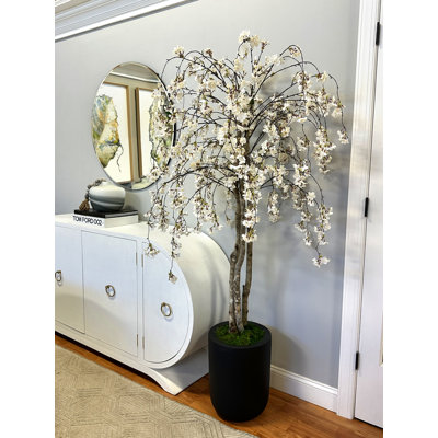 Faux Cherry Blossom Tree in Fiberstone Planter