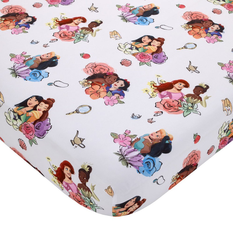 Draps-housses pour lit de bébé 2 pièces Nojo Disney Princesses Courage and Kindness