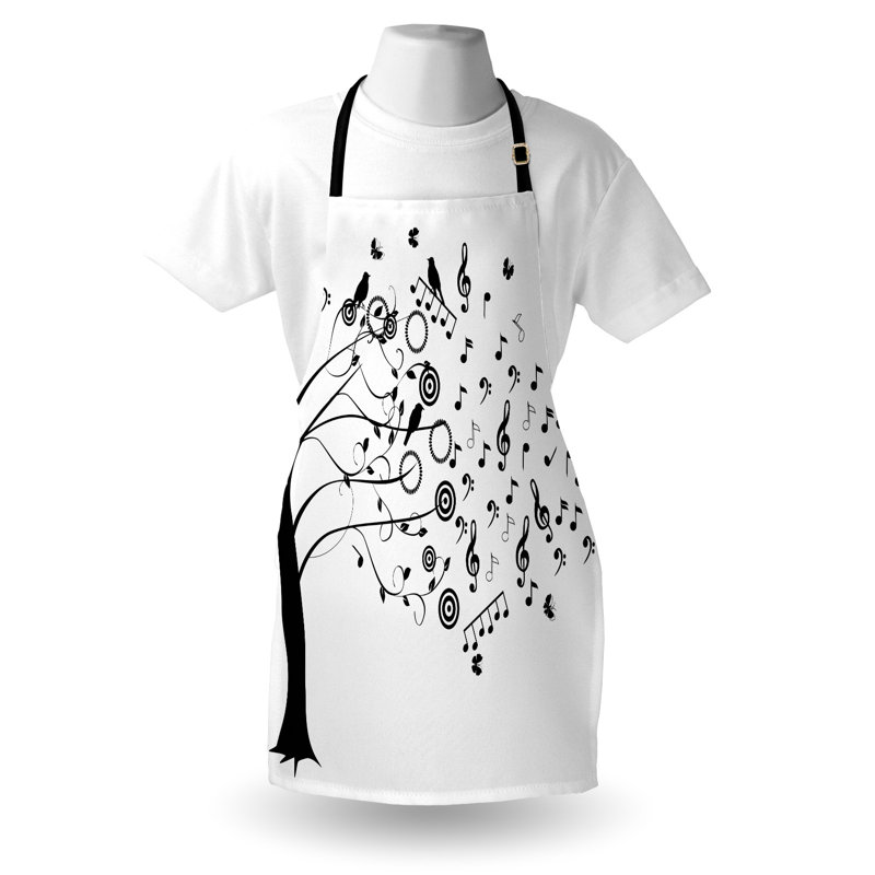 Tablier de notes de musique Corrigan Studio® avec motifs fluides unisexes taille adulte gris anthracite blanc