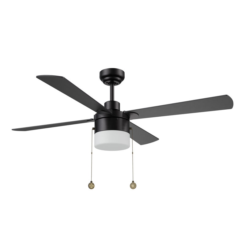 Terianna 52'' Ceiling Fan with Light Kit, Black