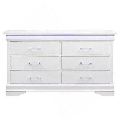 Commode horizontale en bois manufacturé avec 6 tiroirs