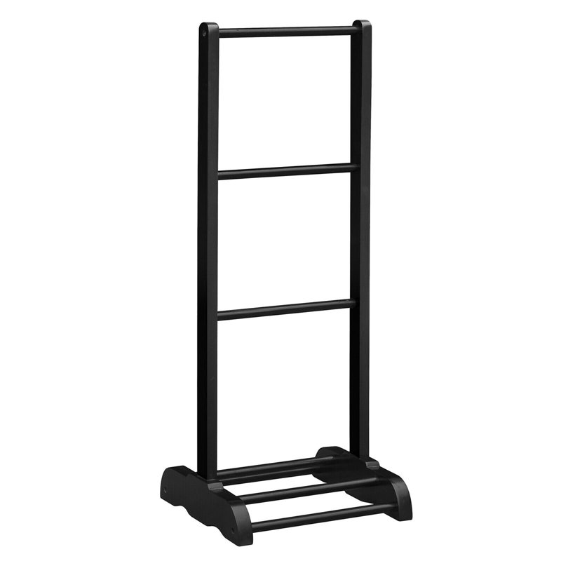 Porte-serviettes sur pied en bois d'acacia, Noir