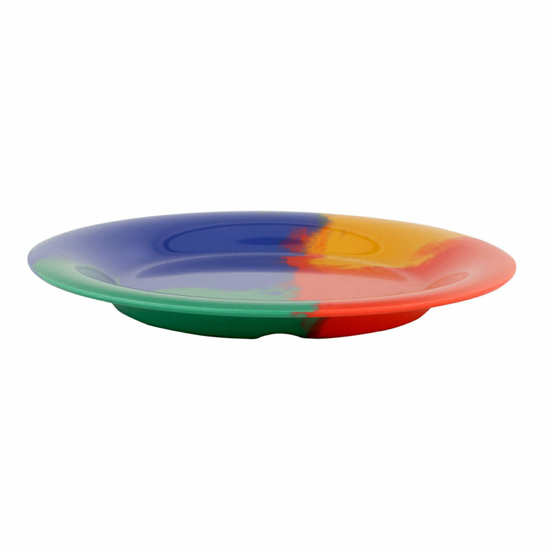 GET Assiette à salade 7,5 po multicolore à rebord large en mélamine 7,5 po (ensemble de 4)