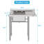 Évier de cuisine en acier inoxydable avec égouttoir, taille totale l 35,8 po x l 21,3 po x H 40,2 po, évier de cuisine commercial, compartiment large