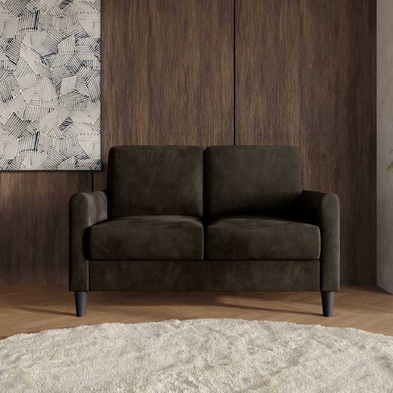 Serpa Velvet Arm Loveseat, Brown