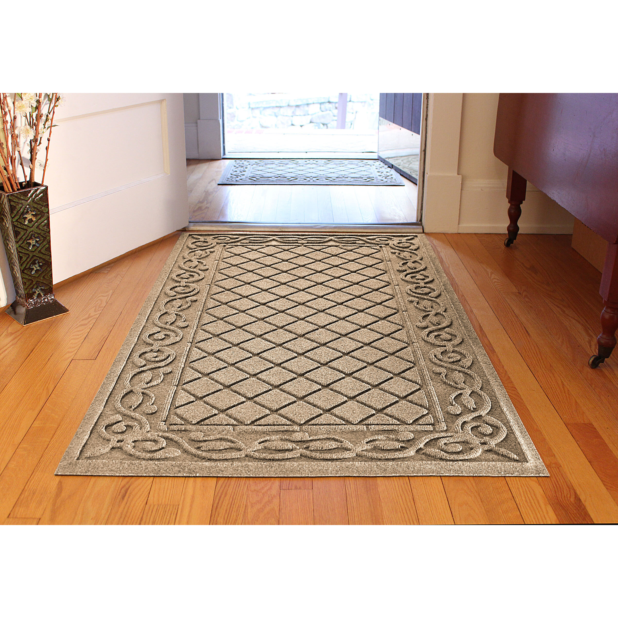 Waterhog Indoor/Outdoor Leaves Doormat, 3' x 5' - Medium Gray