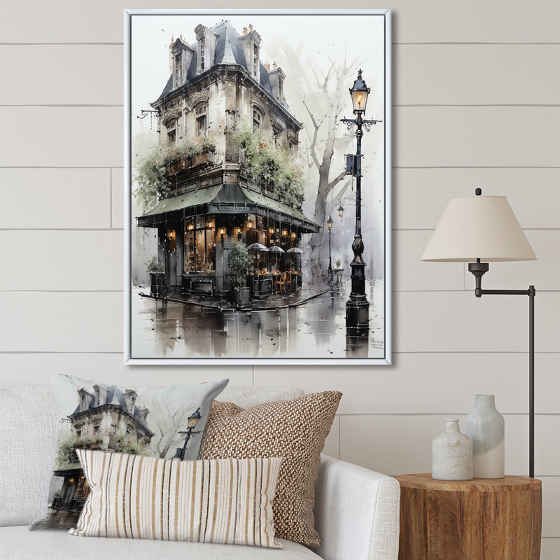 Paris Montmartre Mist - art mural Paris, H 20 po x l 12 po x P 1 po, Cadre flottant blanc