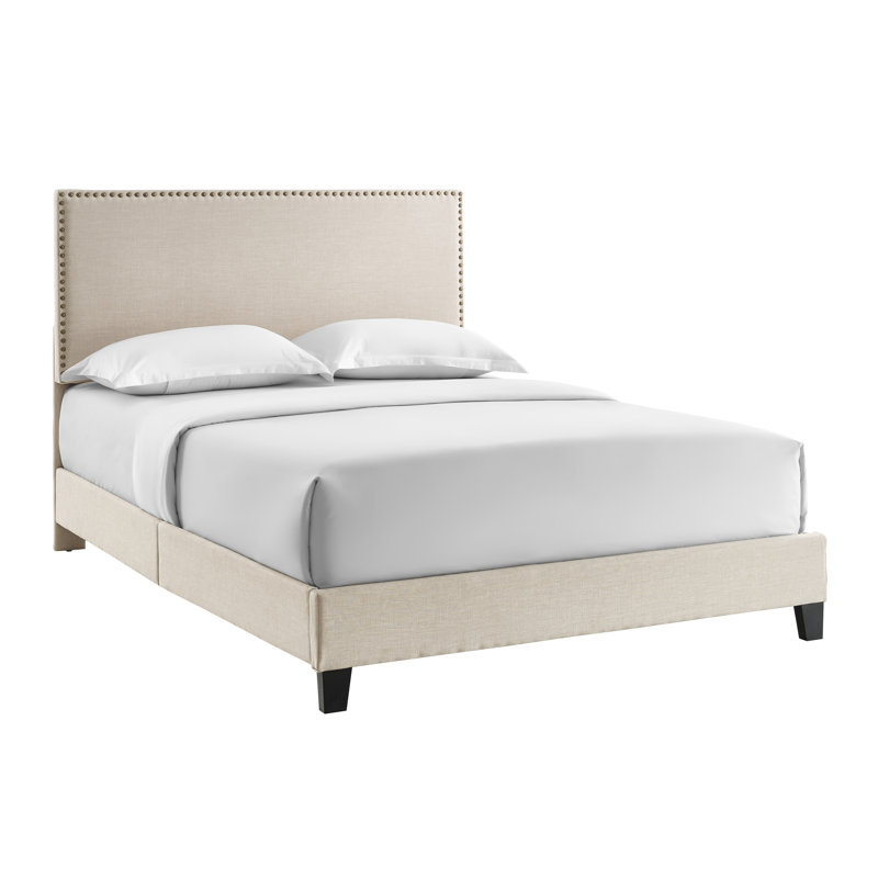 Lit tapissier standard Olen, Beige, Très grand