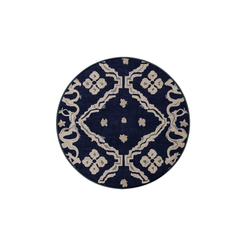 Machine Washable Gray Area Rug, Round 5'