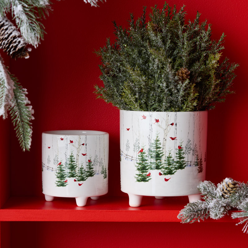 Jardinière Winter Cardinal Forest (ensemble de 2)