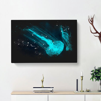 Neon Blue Jellyfish - Wrapped Canvas