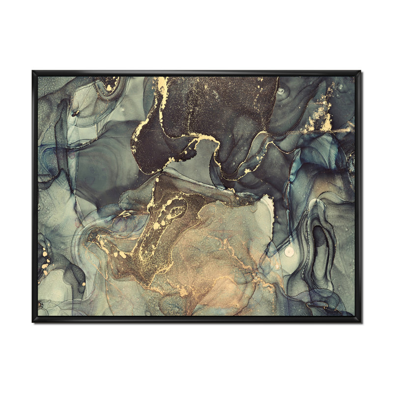«Black Gold Infusé», reproduction d'art sur toile, H 24 po x l 32 po x P 1 po, Cadre flottant noir