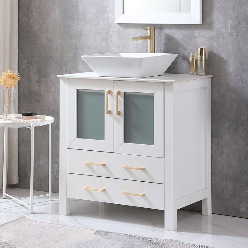 30" Modern Free-Standing White Single Bathroom Vanity