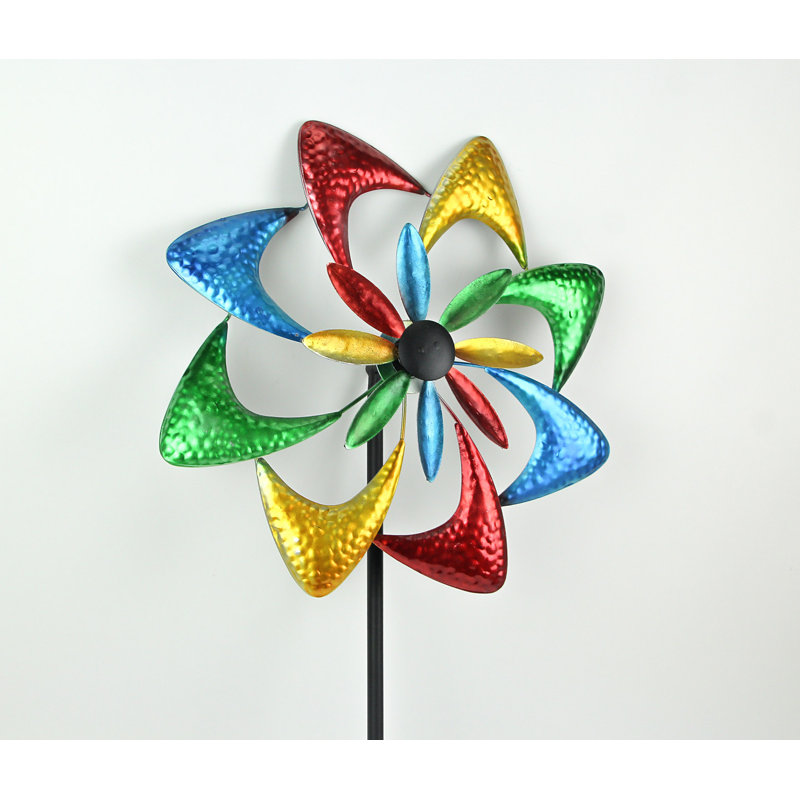 63-Inch Multicolor Metal Wind Spinner Garden Art
