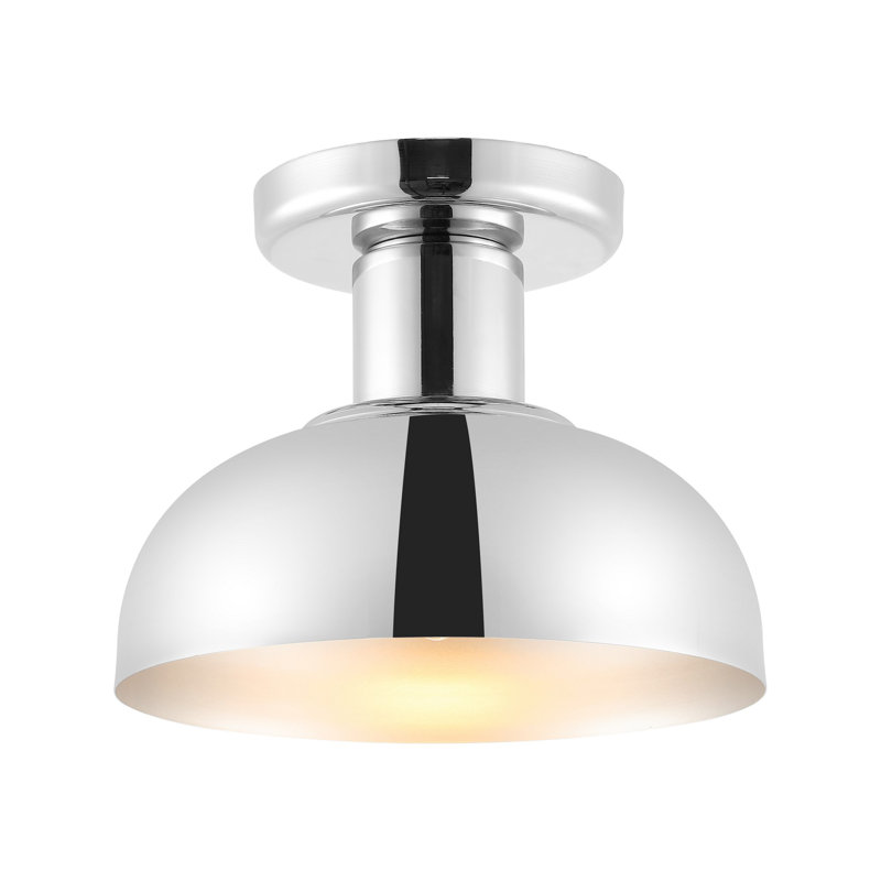Plafonnier semi-encastré 1 lumière 13 po, Chrome