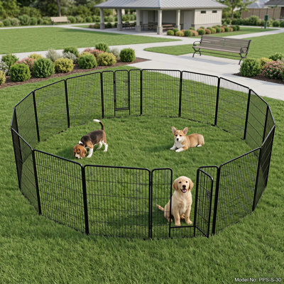 40-Inch 16-Panel Foldable Pet Playpen with Lockable Door, Portable Dog Exercise Fence for Small Medium Large Dogs, Ideal for Yard, Camping & RV Trips
