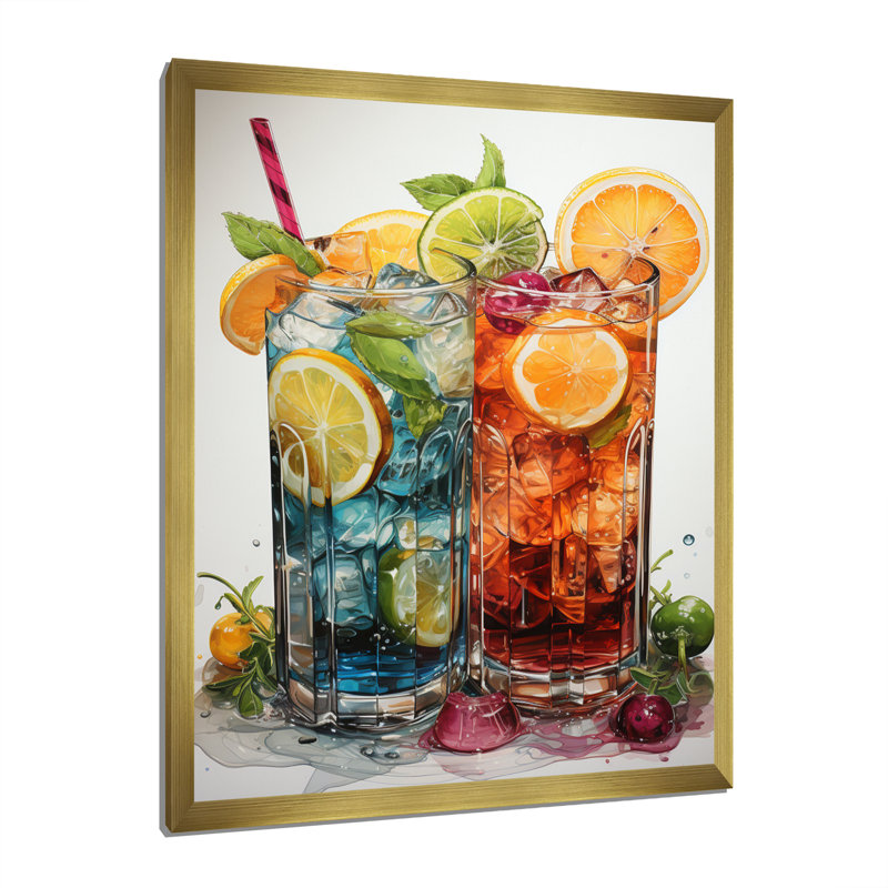 Jef Food Cocktail A Glamour II, H 20 po x l 12 po x P 1 po, Encadrement doré