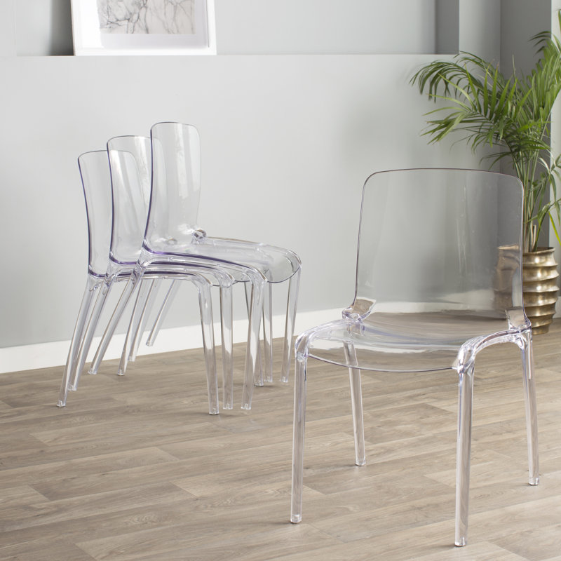 Lade Modern Lucite Dining Chairs – Fully Assembled Stackable Transparent Acrylic Chairs for Kitchen or Dining Room, Clear