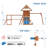 Dolphin Playground Luxury Cedar Playground Set: Double Wave Slide, 2-in-1 Table, Monkey Bars, Balance Beam, 3 Swings, Large Rock Wall, Wood Roof