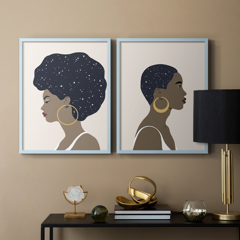 Impression encadrée «Heavenly Hair I» - prêt à accrocher - aucun clou requis - aucun clou requis, Bleu, H 29 po x l 23 po