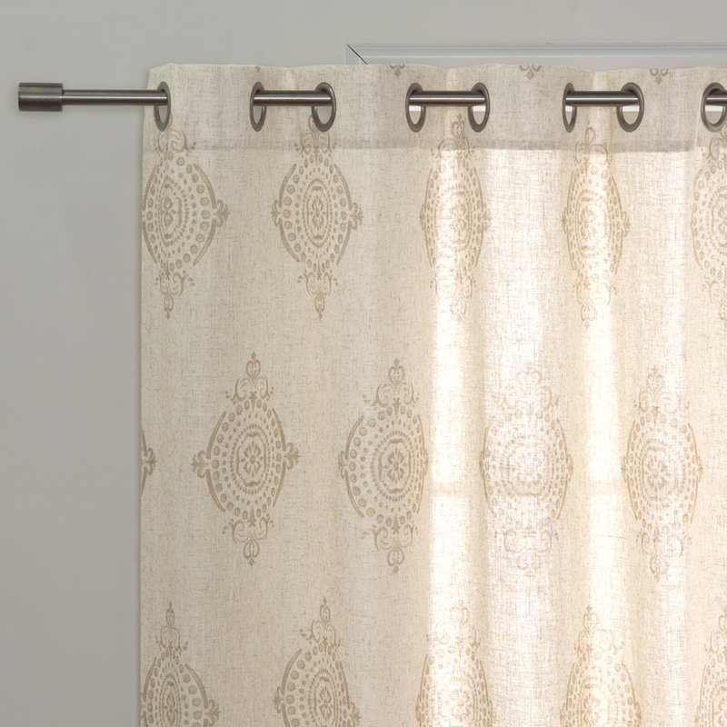 Paire de rideaux semi-transparents avec œillets Bagley, Beige