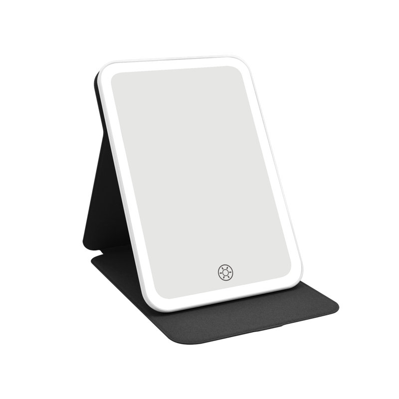 Miroir de maquillage à tablette tactile à trois tons avec interrupteur à capteur tactile, Noir