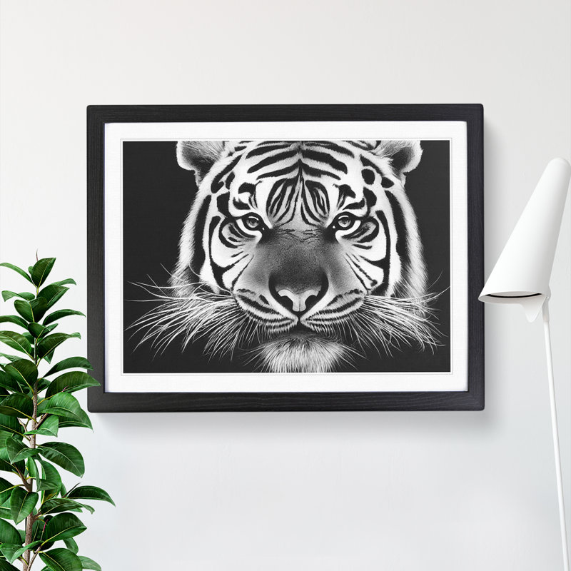 Monochrome Tiger Vol.2 - Framed Print, Black Framed, 46cm H x 64cm W x 2cm D