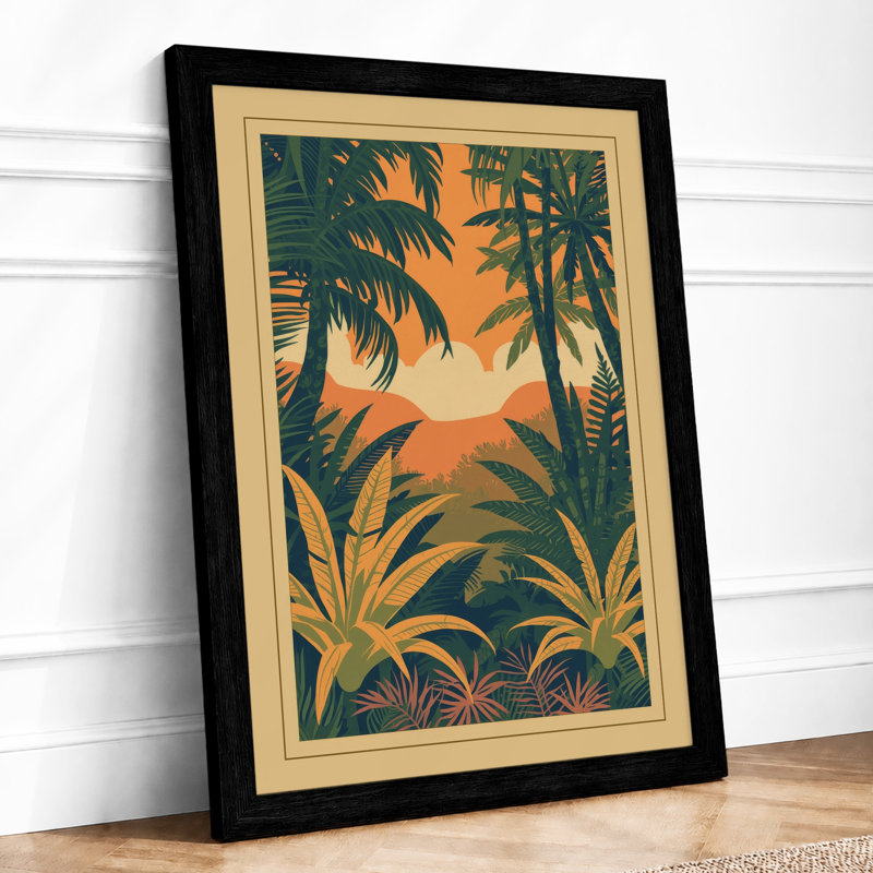 Window Frame Tropical - Framed Print, A2 - 59.4 x 42.0 cm, Black