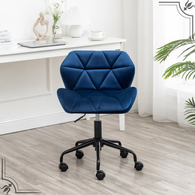 Fauteuil pivotant pour le bureau, coussin en velours bleu, rotation à 360 degrés, siège réglable pour appareil de levage, mousse haute, option