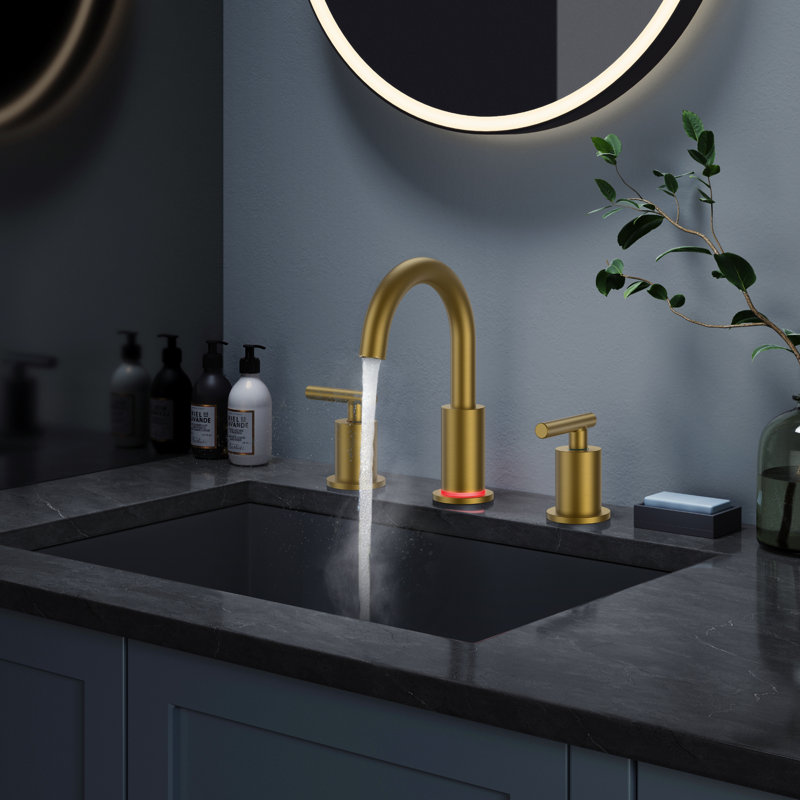 Celestine 2-handle Bathroom Faucet with Drain Assembly, Brushed Gold