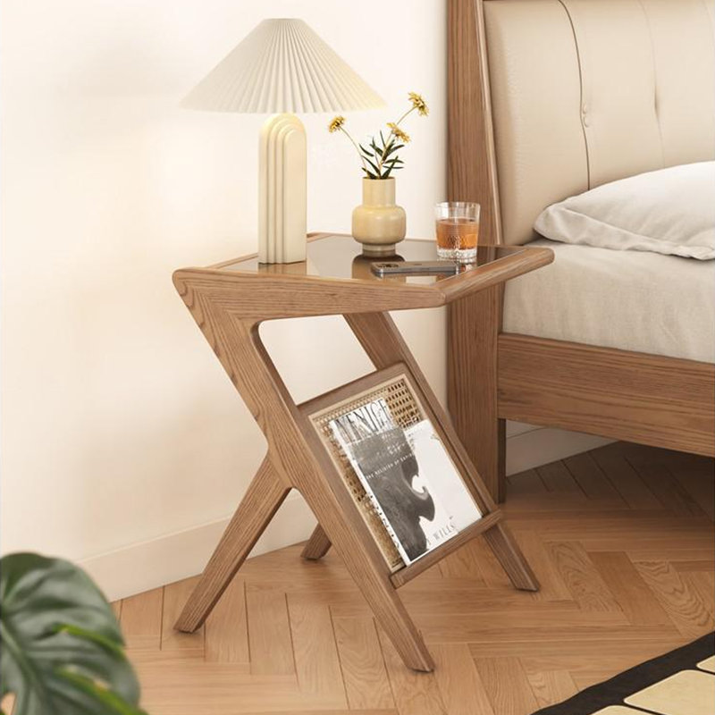 Minimalist Modern Light Walnut-coloured Ash Wood Side Table