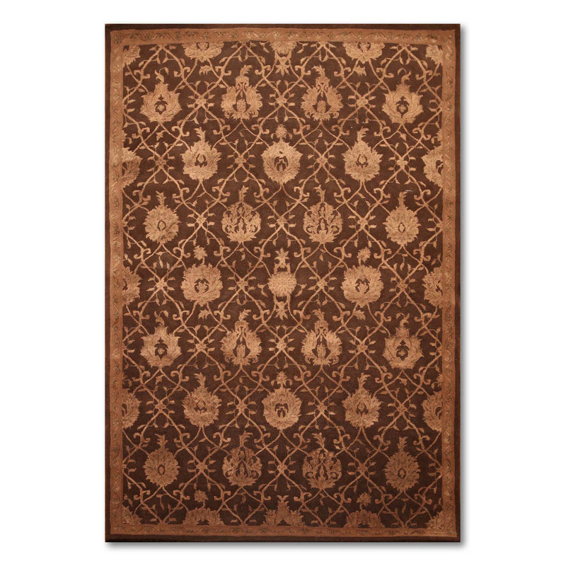 Tapis brun en laine touffeté à la main 5 pi 6 po x 8 pi 6 po Palomar
