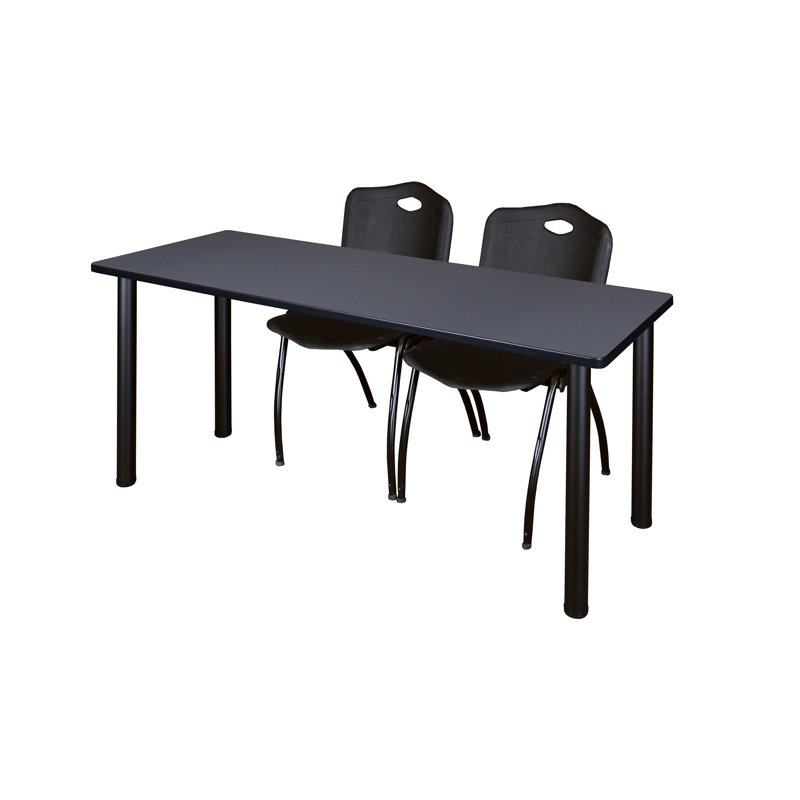 Plateau de table Kee et chaises empilables 2 M, Gris, Noir, Noir