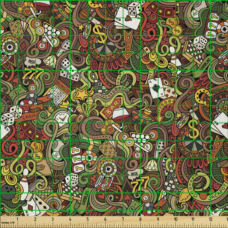 Cyde Bingo and Cards Excitement Checkers King Tambourine Vegas Fabric