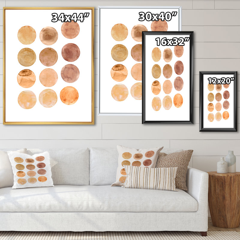 Cercle de douze nuances de brun - Impression sur toile, Cadre flottant en érable, H 40 po x l 30 po