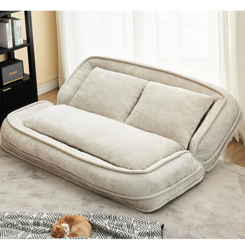 Nouveau lit double pour chien paresseux pour faire la sieste et regarder la télévision très grand canapé de plancher 2 en 1 chenille beige vidéo fournie lecture 5 positions réglables