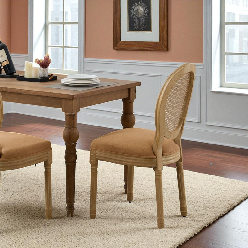 Amando 19.7'' H Upholstered Side Chair (Set of 4), Brown, Oak Wood