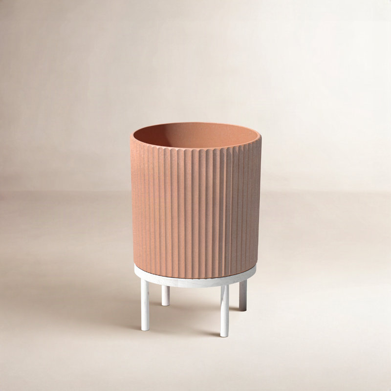 Jardinière Demi Series avec support, H 22 po x l 14,75 po x P 14,75 po, Terra Cotta / blanc, 1