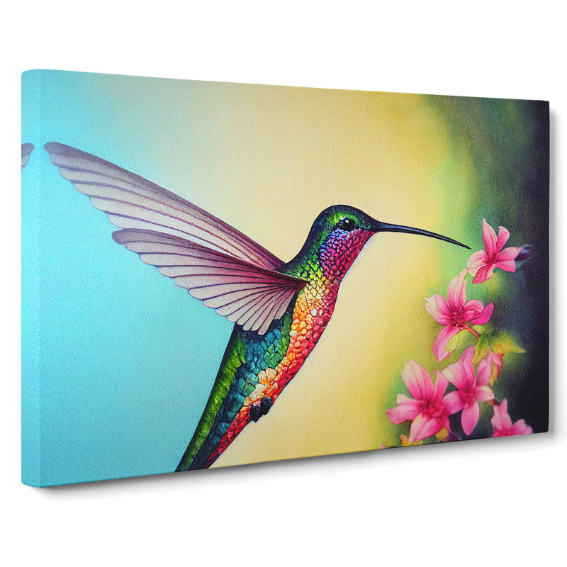 Hummingbird Watercolour Vol.5 - Wrapped Canvas, 35cm H x 50cm W x 3cm D