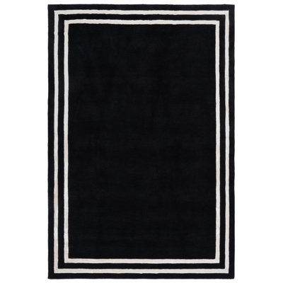 Lauren Ralph Lauren 6953 Hand Tufted Wool; Viscose Geometric Rug in Charcoal/Ivory