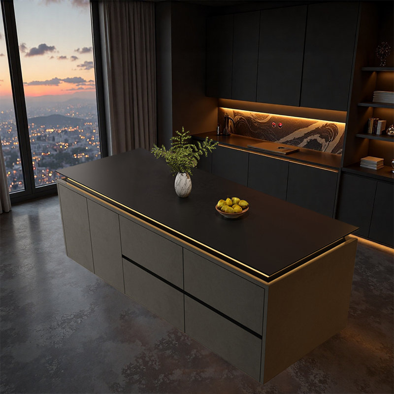 Îlot de cuisine rétro élégant et multifonctionnel - Parfait pour les cuisines, les salons et les salles à manger, offrant un espace de rangement supplémentaire et un point focal élégant