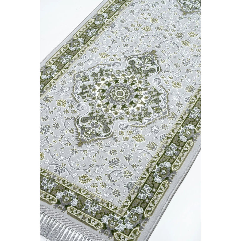 Floral Area Rug, Rectangle 60 x 110 cm, Green