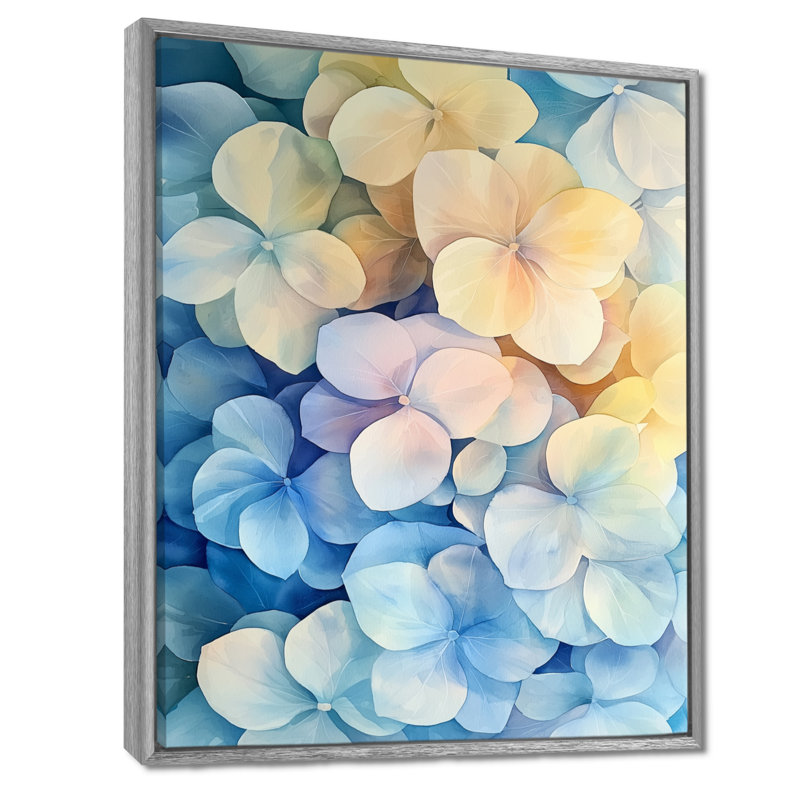 «Abstract Hydrangea Horizon Of Simplicity I», art mural sur toile, H 32 po x l 24 po, Reproduction avec cadre flottant