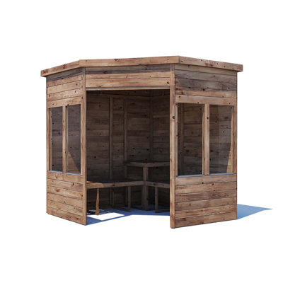 Dunster House Corner Garden Arbour with Glazed Panels, Pressure Treated, Apocallipo