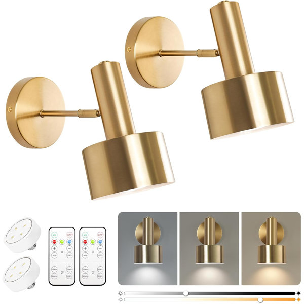 2 Appliques Murales Rechargeables LABOREDUCER - Télécommande, 3 Températures De Couleur - Abat-jour Tissu - Sans Fil
