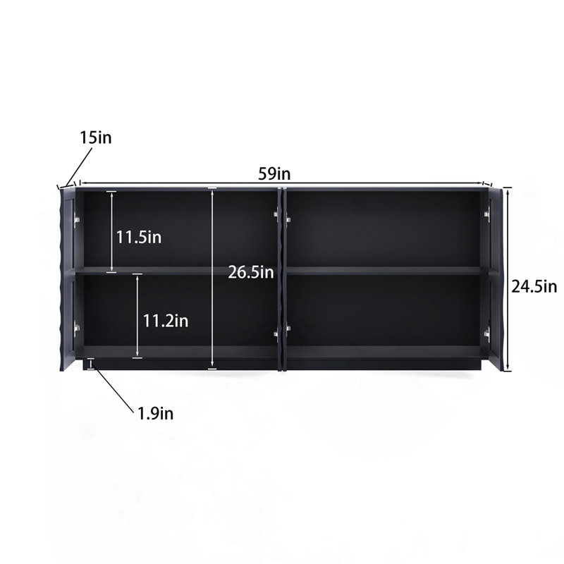 4 Doors Buffet Cabinets, Black