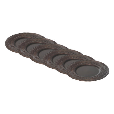 Assiette de présentation Marlee Infinity Braid chocolat 13 po - ensemble de 6