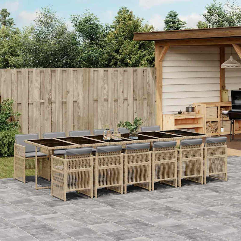 Patio Dining Set with, 73cm H x 330cm W x 106cm D, Mix Beige, Grey