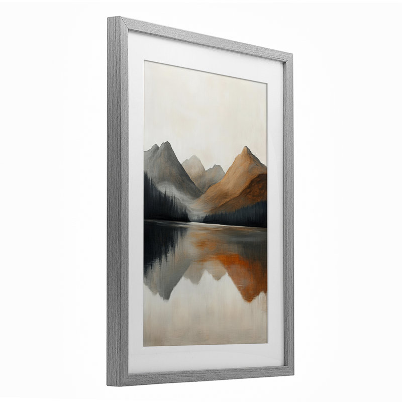 Terracotta Reflection Abstract Landscape, reproduction encadrée sous verre, design par Petal Prints Design, H 23 po x l 17 po