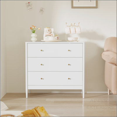 Commode 3 tiroirs - Rangement compact en panneau de fibres à densité moyenne